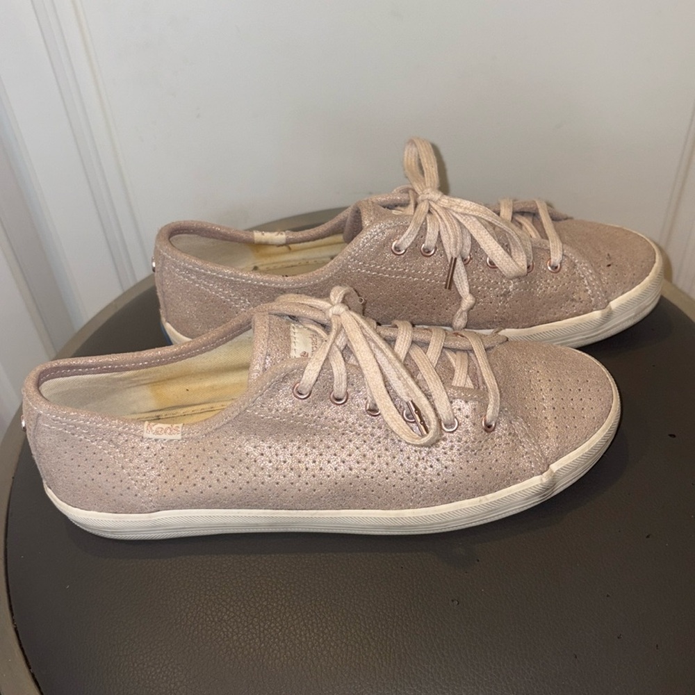 Keds Metallic Blush Pink Perforated Lace-Up Sneakers
